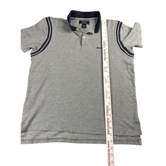 Vintage Abercrombie & Fitch Men’s Gray Navy Polo Embroidered Logo Hi Low Hem Y2K - Picture 6 of 6